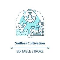 2D editable soilless cultivation icon representing vertical farming and hydroponics concept, isolated vector, thin line illustration. vector