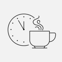 café descanso línea icono. hora a bebida taza de té. vector
