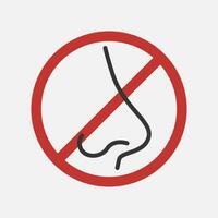 do not inhale information sign. Stop smoke, dangerous. Virus and gas. Be careful. Sense organ - nose. Vector