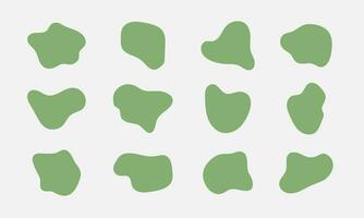 Green blob set. Deform fluid organic shape. Amoeba silhouette. Vector