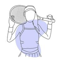 Line art of tennis player vector illustration sketch hand drawn isolated on white background