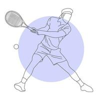 línea Arte de tenis jugador vector ilustración bosquejo mano dibujado aislado en blanco antecedentes