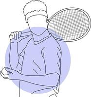 línea Arte de tenis jugador vector ilustración bosquejo mano dibujado aislado en blanco antecedentes