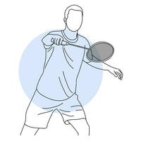 Line art of Badminton player vector illustration sketch hand drawn isolated on white background