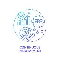 Gradient continuous improvement icon concept, isolated vector, enterprise resource planning thin line illustration. vector