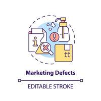 2D editable marketing defects thin line icon concept, isolated vector, multicolor illustration representing product liability. vector