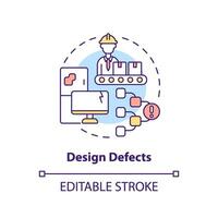 2D editable design defects thin line icon concept, isolated vector, multicolor illustration representing product liability. vector