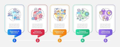 2D unretirement vector infographics multicolor template with linear icons concept, data visualization with 5 steps, process timeline chart.