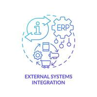 degradado externo sistemas integración icono concepto, aislado vector, empresa recurso planificación Delgado línea ilustración. vector