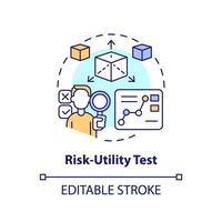 2D editable risk-utility test thin line icon concept, isolated vector, multicolor illustration representing product liability. vector