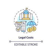 2D editable legal costs thin line icon concept, isolated vector, multicolor illustration representing product liability. vector
