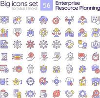 2D editable big icons set representing enterprise resource planning, isolated vector, multicolor linear illustration. vector