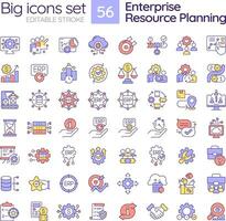 2D editable big icons set representing enterprise resource planning, isolated vector, multicolor linear illustration. vector