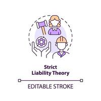 2D editable strict liability theory thin line icon concept, isolated vector, multicolor illustration representing product liability. vector