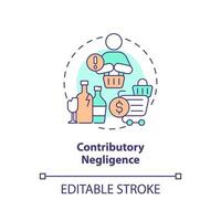 2D editable contributory negligence thin line icon concept, isolated vector, multicolor illustration representing product liability. vector