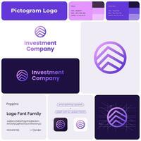 Investment company gradient line business logo. Brand name. Fin tech startup. Upward trend. Design element. Visual identity. Suitable for business consultant, real estate company vector