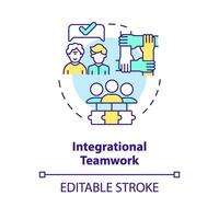 2D editable integrational teamwork thin line icon concept, isolated vector, multicolor illustration representing unretirement. vector