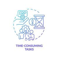 Gradient time consuming tasks icon concept, isolated vector, enterprise resource planning thin line illustration. vector