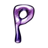 P y2k alphabet with liquid dark purple chrome effect png