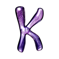 K y2k alphabet with liquid dark purple chrome effect png