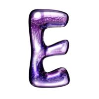 E y2k alphabet with liquid dark purple chrome effect png