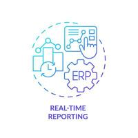 Gradient real-time reporting icon concept, isolated vector, enterprise resource planning thin line illustration. vector