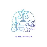 degradado clima justicia concepto, aislado vector, Delgado línea icono representando carbón frontera ajustamiento. vector