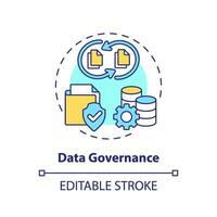 Editable data governance concept thin line icon, isolated vector representing data democratization.