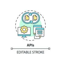 Editable APIs concept thin line icon, isolated vector representing data democratization.