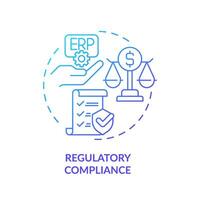 Gradient regulatory compliance icon concept, isolated vector, enterprise resource planning thin line illustration. vector