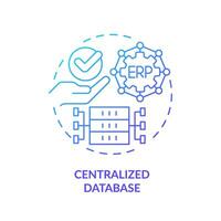 Gradient centralized database icon concept, isolated vector, enterprise resource planning thin line illustration. vector