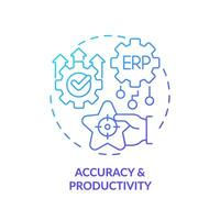 Gradient accuracy and productivity icon concept, isolated vector, enterprise resource planning thin line illustration. vector