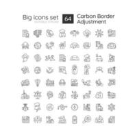 Editable big icons set representing carbon border adjustment, isolated vector, thin line illustration. vector