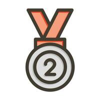 Silver Medal Vector Thick Line Filled Colors Icon For Personal And Commercial Use.
