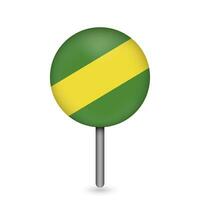 Map pointer with Department of Madre de Dios Flag. Peru. Vector Illustration.