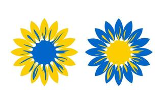 Large sunflower isolated on a white background in the colors of blue and yellow flag of Ukraine. Vector. vector