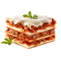 Portion von lecker Lasagne isoliert. ai generiert png