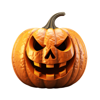 ein geschnitzt Halloween Kürbis mit böse Augen und Gesicht isoliert. ai generiert png