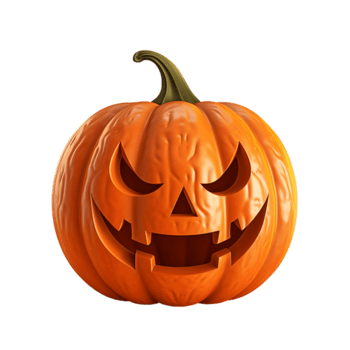 ein geschnitzt Halloween Kürbis mit böse Augen und Gesicht isoliert. ai generiert png