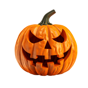 ein geschnitzt Halloween Kürbis mit böse Augen und Gesicht isoliert. ai generiert png