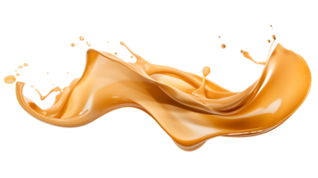 caramel éclaboussure sur transparent. ai généré png