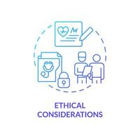 Ethical considerations blue gradient concept icon. Patient records privacy protection guarantee. Precision medicine factor abstract idea thin line illustration. Isolated outline drawing vector