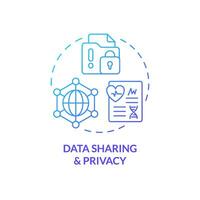 Data sharing and privacy blue gradient concept icon. Patient information security concern. Precision medicine challenge and limitation abstract idea thin line illustration. Isolated outline drawing vector