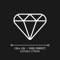 Diamond pixel perfect white linear icon for dark theme. Perfect quality of customer service. VIP product evaluation. Thin line illustration. Isolated symbol for night mode. Editable stroke vector