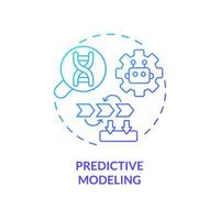 Predictive modeling blue gradient concept icon. Analyze large datasets of patient information. AI and ML in precision medicine abstract idea thin line illustration. Isolated outline drawing vector