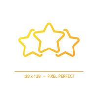 Three stars pixel perfect gradient linear vector icon. Product and service rating. Positive ranking symbol. Thin line color symbol. Modern style pictogram. Vector isolated outline drawing