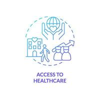 Access to healthcare blue gradient concept icon. Providing medical service. Patient support. Social determinant of health abstract idea thin line illustration. Isolated outline drawing vector