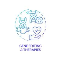 Gene editing and therapies blue gradient concept icon. Ability to change organism DNA. Healthcare technology. Genomic medicine abstract idea thin line illustration. Isolated outline drawing vector