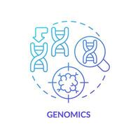 Genomics blue gradient concept icon. Identifying genetic variations. Prevention of potential diseases risk. Precision medicine factor abstract idea thin line illustration. Isolated outline drawing vector