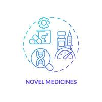 Novel medicines blue gradient concept icon. Improvement of clinical trials. Genome research. Benefit of precision medicine abstract idea thin line illustration. Isolated outline drawing vector